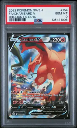 2022 POKEMON SWORD & SHIELD BRILLIANT STARS #154 FULL ART/CHARIZARD V PSA 10 - Image 1