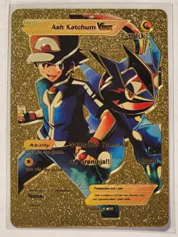 Pokemon Ash Ketchum Vmax Gold Foil Fan Art - Image 1