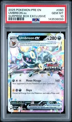 Umbreon ex #60 - Pokemon Prismatic Evolutions Stamped Surprise Box - PSA 10 GEM - Image 1