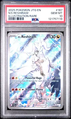 2025 POKEMON JTG EN-JOURNEY TOGETHER #167 N'S RESHIRAM ILLUSTRATION RARE PSA 10 - Image 1