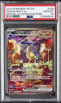 2024 POKEMON TEMPORAL FORCES SPECIAL ILLUSTRATION RARE RAGING BOLT EX PSA 10 - Image 1