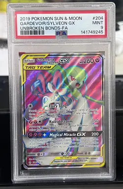 2019 POKEMON SUN & MOON UNBROKEN BONDS FULL ART/GARDEVOIR & SYLVEON GX PSA 9 - Image 1