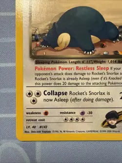 Rocket's Snorlax #33/132 Non-Holo Rare Gym Heroes VINTAGE 2000 Pokemon - Image 5