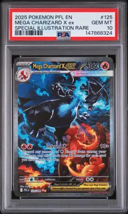 2025 POKEMON PFL EN-PHANTASMAL FLAMES #125 MEGA CHARIZARD X EX PSA 10 - Image 1