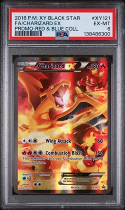 2016 Pokemon Xy Black Star Promo Charizard EX Fa Red & Blue Coll. PSA 6 #XY121 - Image 1