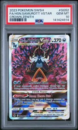 2023 POKEMON SWORD & SHIELD CROWN ZENITH FULL ART/HISUIAN SAMUROTT VSTAR PSA 10 - Image 1