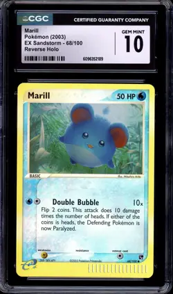 2003 Pokemon EX Sandstorm Marill-Reverse Foil #68 CGC 10 GEM MINT - Image 1