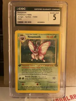 Pokemon TCG Venomoth Jungle 13/64 Holo 1st Edition Holo Rare CGC 5 - Image 1