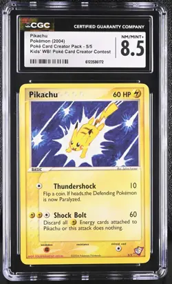 CGC 8.5 Pikachu 2004 Kids' WB! Poke Card Creator Contest 5/5 Pokemon Card - Image 1