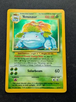 M/NM Pokemon Venusaur Holo Card 15/102 Base Set Vintage 1999 - Image 1
