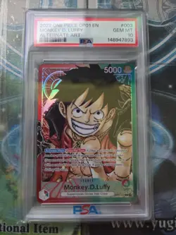 One Piece Monkey D Luffy OP01-003 Pre-Errata Alt Art Leader Romance Dawn PSA 10 - Image 1