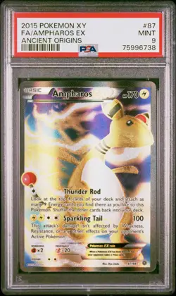 2015 Pokemon Ancient Origins Ampharos EX 87/98 FULL ART PSA 9 Mint Card - Image 1