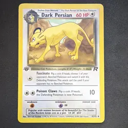 Dark Persian Pokemon Card 1st Edition 60 HP 42/82 Team Rocket Regular - Image 1