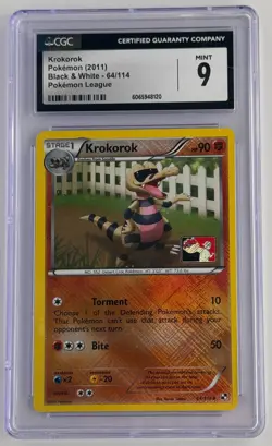 Krokorok 64/114 Cross Holo - 2011 Pokemon League Black & White Set CGC 9 MINT - Image 1