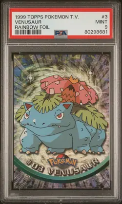 1999 TOPPS POKEMON TV #3 VENUSAUR RAINBOW FOIL MINT PSA 9 BLACK LOGO LOW POP 15! - Image 1