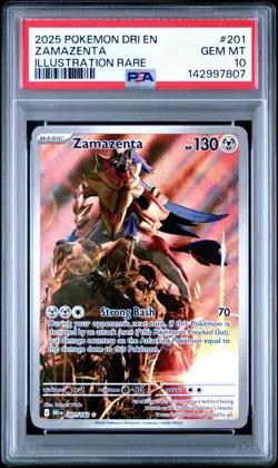 2025 POKEMON DRI EN-DESTINED RIVALS ILLUSTRATION RARE #201 ZAMAZENTA PSA 10 - Image 1