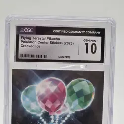 CGC 10 Flying Terastal Pikachu Pokemon Center Sticker Cracked Ice 2023 - Image 2