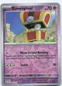 Gimmighoul 097/191 Common Reverse Holo SV08: Surging Sparks NM Pokemon - Image 1