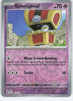 Gimmighoul 097/191 Common Reverse Holo SV08: Surging Sparks NM Pokemon - Image 1