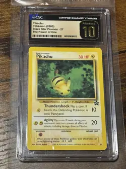 CGC 10 PRISTINE Pikachu # 27 WOTC Black Star Promo Pokemon Card Read Description - Image 1