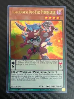 Yugioh Performapal Odd-Eyes Minitaurus BLLR-EN002 Ultra Rare 1st Edition NM - Image 1