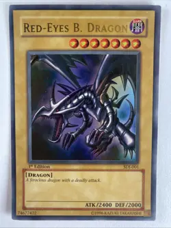 Yu-Gi-Oh! Red-Eyes B. Dragon SDJ-001 1st Edition Ultra Rare Holo LP - Image 1