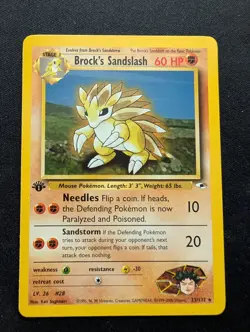 M/NM Pokemon Brock's Sandslash 1st Edition Card 23/132 Gym Heroes - Image 1