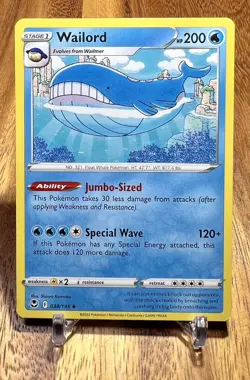 Wailord 038/195 Silver Tempest Non Holo Uncommon Pokemon Card NM - Image 1