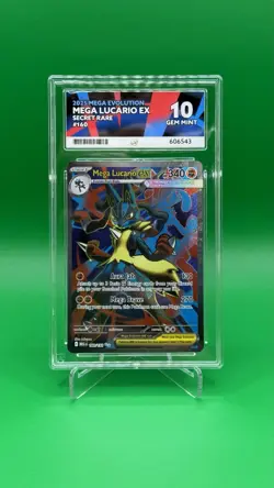 Mega Lucario EX 160/132 Mega Evolution ACE 10 Gem Mint Pokemon Perfect Subgrades - Image 1