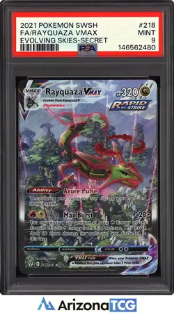 Pokemon 2021 Rayquaza VMAX 218/203 Alt Art Secret Rare Evolving Skies PSA 9 - Image 1