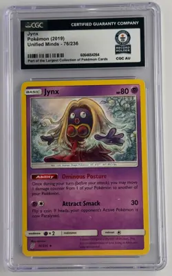 Jynx 76/236 Unified Minds 2019 - Pokemon TCG CGC Guinness World Records Grays - Image 1