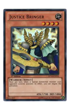 Yugioh- 1X Justice Bringer - Ultra Rare - 1st Edition - DP10-EN013 - Near Mint - Image 1
