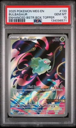 PSA 10 Bulbasaur Box Topper Stamp #133 2025 Pokemon Mega Evolution - Image 1
