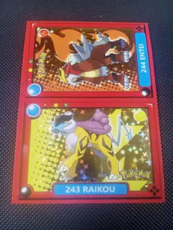 Pokemon Pokedex Raikou & Entei Flash Edition Gold Star Holo Sticker Gradeable - Image 1