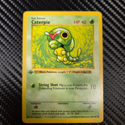 1999 WOTC POKEMON BASE SET SHADOWLESS 1ST EDITION GREY STAMP CATERPIE 45/102 LP - Image 1