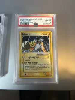 Rare 2005 POKEMON EX UNSEEN FORCES GOLD STAR #114 RAIKOU-HOLO PSA 8 NEW CERT - Image 1