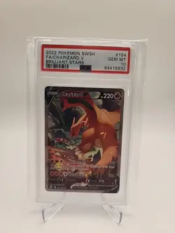2022 POKEMON SWORD & SHIELD BRILLIANT STARS #154 FULL ART/CHARIZARD V PSA 10 - Image 1