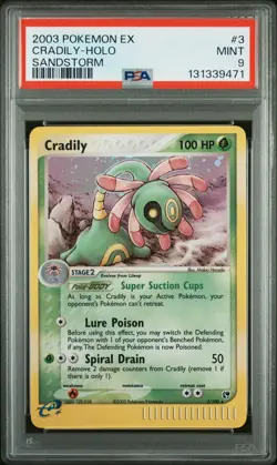 PSA 9 MINT 2003 POKEMON EX SANDSTORM #3 CRADILY-HOLO SANDSTORM - Image 1