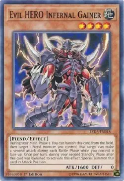 Yugioh - Evil HERO Infernal Gainer - 1st Edition NM - Free Holographic Card - Image 1
