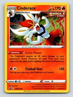 Stage 2 Cinderace HP 170 Fireball Shot Attack Rarity Red Pokemon - Image 1