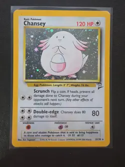 Pokemon Chansey Holo Rare TCG Card 3/130 Base Set 2 - Image 1