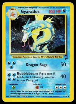 Gyarados 7/130 Holo Rare Base Set 2 Pokemon Card - Image 1