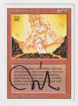 Signed Fire Elemental MP Revised Edition Artist Melissa A. Benson 1994 MTG Magic - Image 1