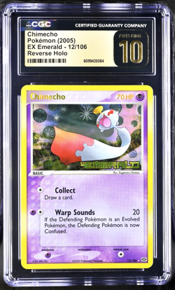 CGC 10 Pristine | Pokemon EX Emerald Chimecho Reverse Holo 12/106 (PSA 10 Pop 4) - Image 1