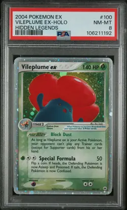 2004 POKEMON EX HIDDEN LEGENDS #100 VILEPLUME EX-HOLO PSA 8 - Image 1