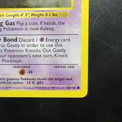 Pokemon Vintage 1st Edition Gastly 050/102 Base Set (Shadowless) Wotc 1999 - Image 4