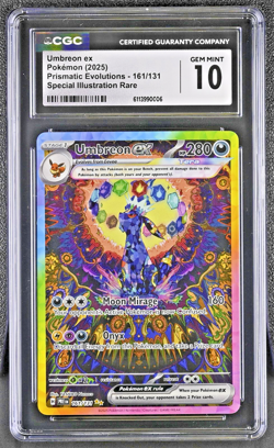 2025 Pokemon Umbreon ex 161/131 SIR Prismatic Evolutions Gem Mint CGC 10 Not PSA - Image 1