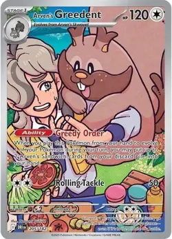 Arven's Greedent 205/182 Full Art NM/M Destined Rivals Pokemon Card - Image 1