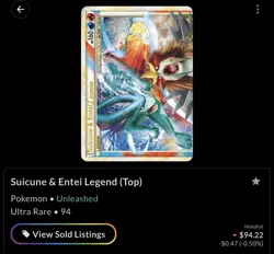 Suicune & Entei Legend Ultra Rare Holofoil Unleashed 94/95 Pokemon Card - Image 3
