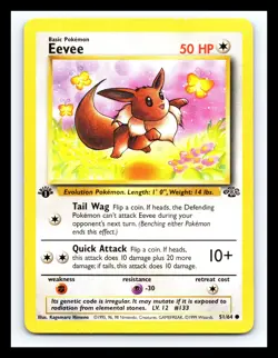 💥 EEVEE 1ST EDITION Non Holo # 51/64 | JUNGLE SET | Pokemon 1999 Vintage - Image 1